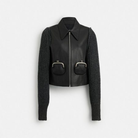 Coach Buy Now Kisslock Leather Jacket - Preorder — Black