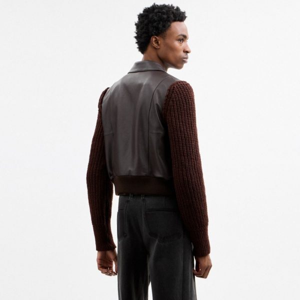 Coach Buy Now Knit Sleeve Leather Jacket - Preorder