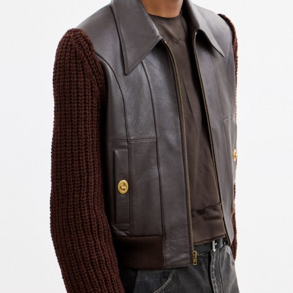 Coach Buy Now Knit Sleeve Leather Jacket - Preorder