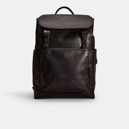 Coach Restored League Flap Backpack - Preorder — Pewter/Black