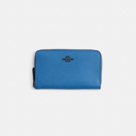 Coach Restored Medium Zip Around Wallet - Preorder — Pewter/Vivid Blue