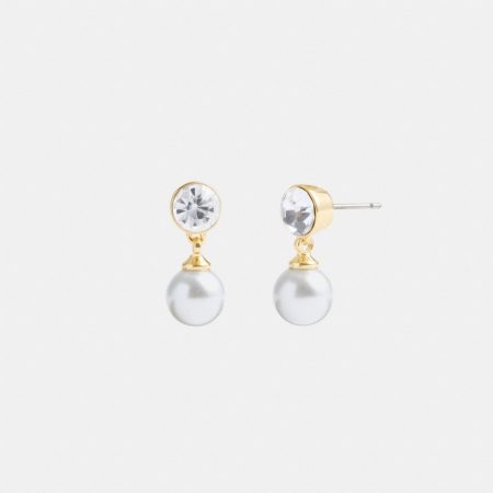 Coach Classic Pearl Drop Earrings - Preorder — Brass/Pearl