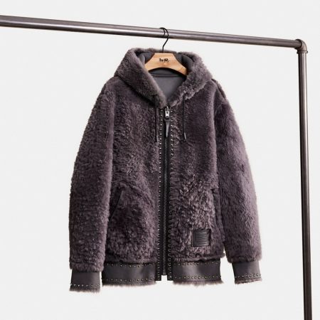 Coach Custom Reversible Shearling Hoodie - Preorder — Dark Grey