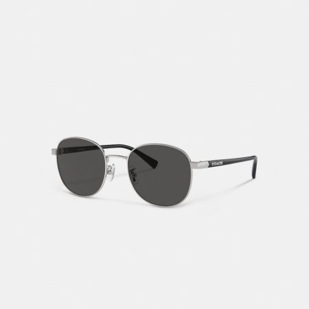 Coach Outlet Metal Round Sunglasses - Preorder — Silver/Black
