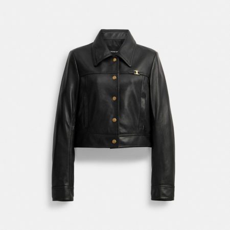 Coach Heritage C Snap Front Shrunken Jacket - Preorder — Black
