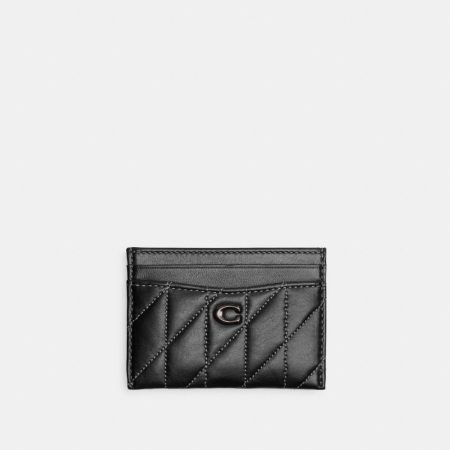 Coach Outlet Essential Card Case With Pillow Quilting - Preorder — Pewter/Black