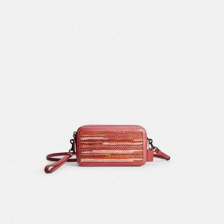 Coach Restored Kira Crossbody In Upwoven Leather - Preorder — Pewter/Rouge Multi