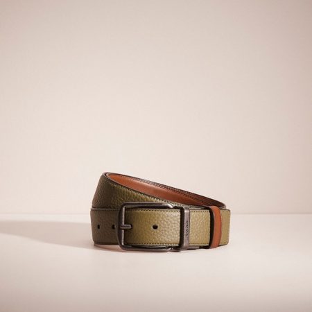 Coach Restored Harness Buckle Cut-To-Size Reversible Belt, 38MM - Preorder — Army Green/Saddle
