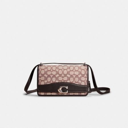 Coach Restored Bandit Shoulder Bag In Signature Textile Jacquard - Preorder — Silver/Cocoa Black