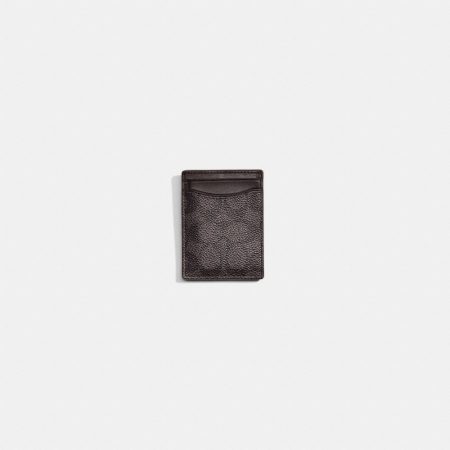 Coach Restored Money Clip Card Case In Signature Canvas - Preorder — Charcoal
