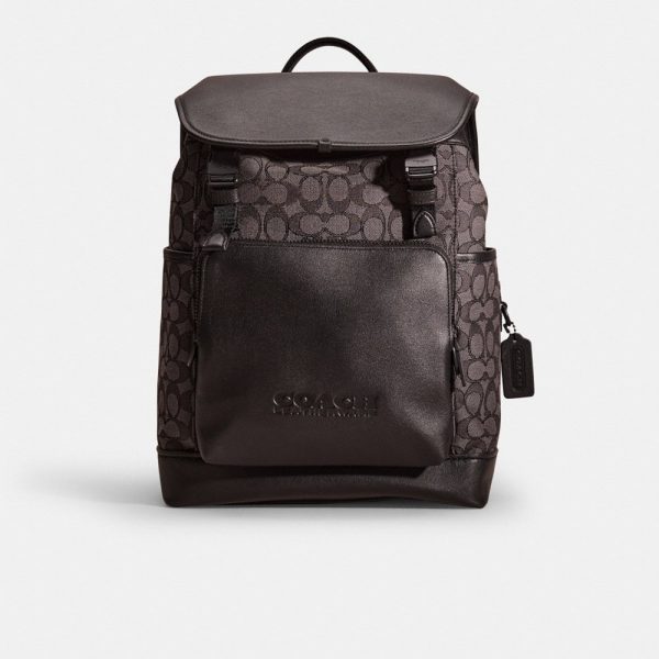 Coach Restored League Flap Backpack In Signature Jacquard - Preorder