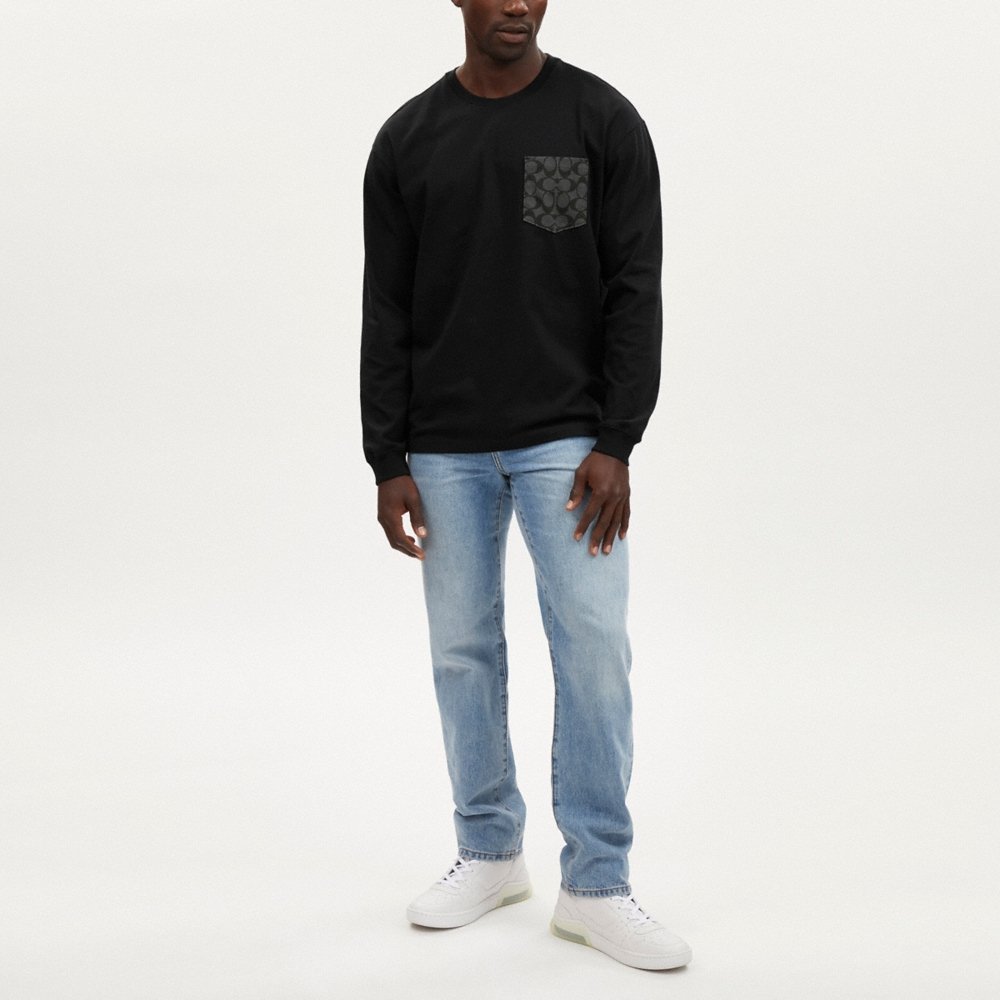 Coach Outlet Signature Long Sleeve T-Shirt In Organic Cotton - Preorder