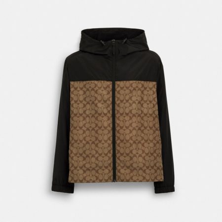 Coach Outlet Signature Full Zip Windbreaker - Preorder — Khaki Signature