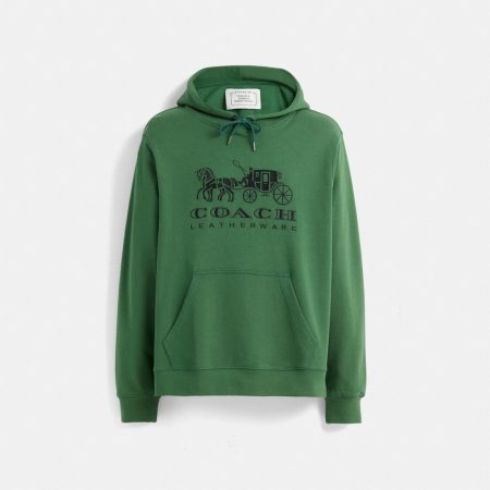 Coach Restored Horse And Carriage Hoodie In Organic Cotton - Preorder — Dark Pine