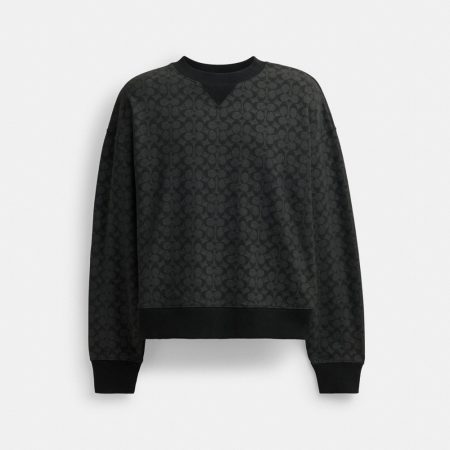 Coach Essential Signature Crewneck - Preorder — Charcoal Signature