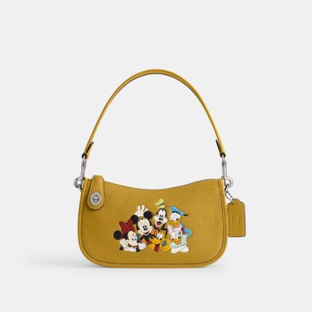 Coach Disney X Coach Swinger Bag In Regenerative Leather With Mickey Mouse And Friends - Preorder — Silver/Flax Multi