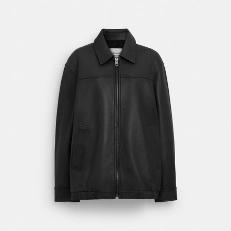Coach Outlet Oversized Leather Jacket - Preorder — Black