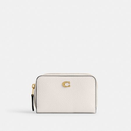 Coach Essential Small Zip Around Card Case - Preorder — Brass/Chalk