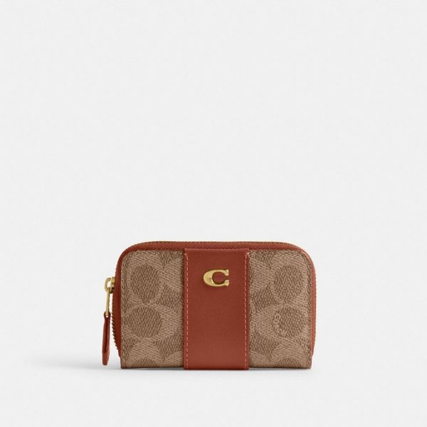 Coach Outlet Essential Small Zip Around Card Case In Signature Canvas - Preorder