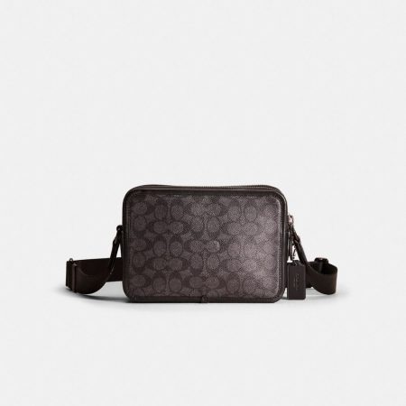 Coach Restored Charter Crossbody 24 In Signature Canvas - Preorder — Black Copper/Charcoal
