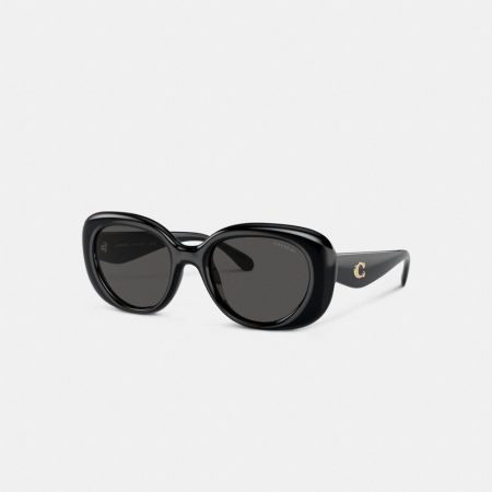 Coach Outlet C Hardware Round Sunglasses - Preorder — Black