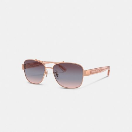 Coach Signature Ombré Narrow Pilot Sunglasses - Preorder — Purple Gradient