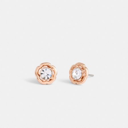 Coach Outlet Halo Tea Rose Stud Earrings - Preorder — Rose Brass