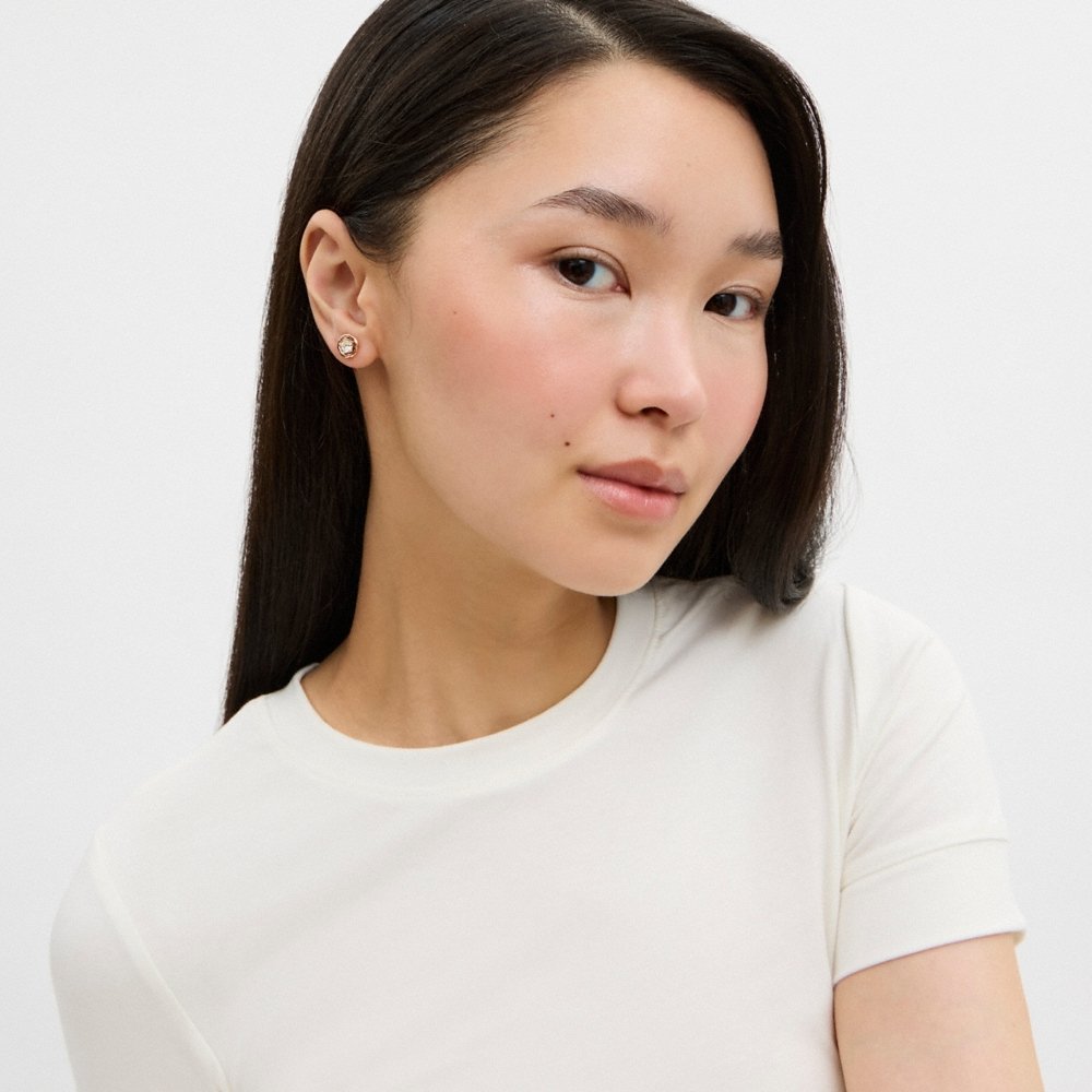 Coach Outlet Halo Tea Rose Stud Earrings - Preorder