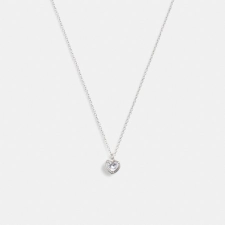 Coach Outlet Halo Heart Pendant Necklace - Preorder — Silver