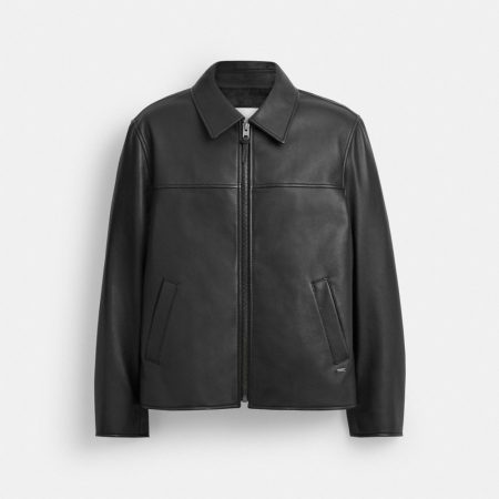 Coach Outlet Leather Jacket - Preorder — Black