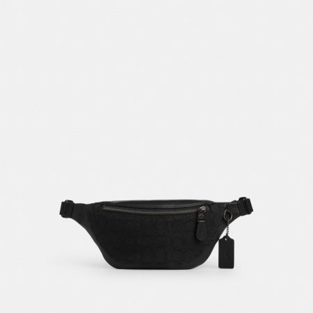 Coach Outlet Warren Mini Belt Bag In Signature Jacquard - Preorder — Black Copper/Black
