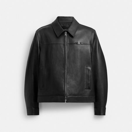 Coach Heritage C Lightweight Leather Jacket - Preorder — Black