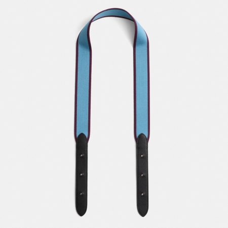 Coach Restored Strap In Colorblock With Varsity Stripe - Preorder — Pewter/Pacific Blue Multi