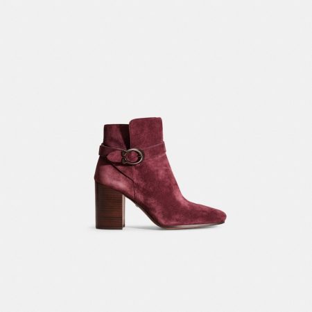 Coach Restored Delaney Signature Buckle Heel Bootie - Preorder — Oxblood