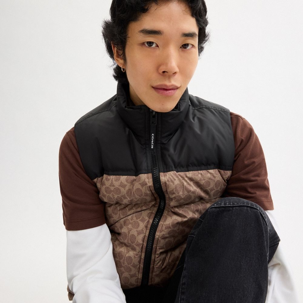 Coach Outlet Signature Down Vest In Recycled Polyester - Preorder