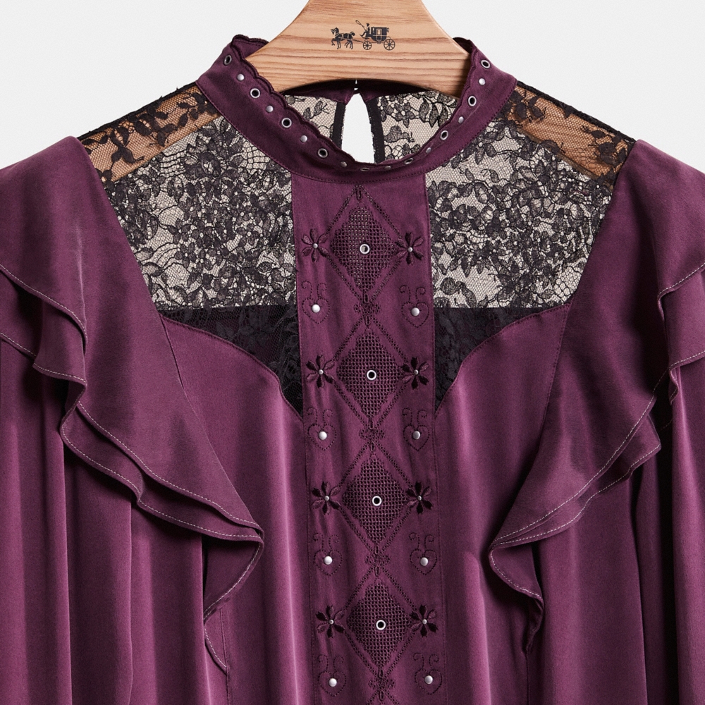 Coach Restored Long Sleeve Dress With Ruffle Trim - Preorder