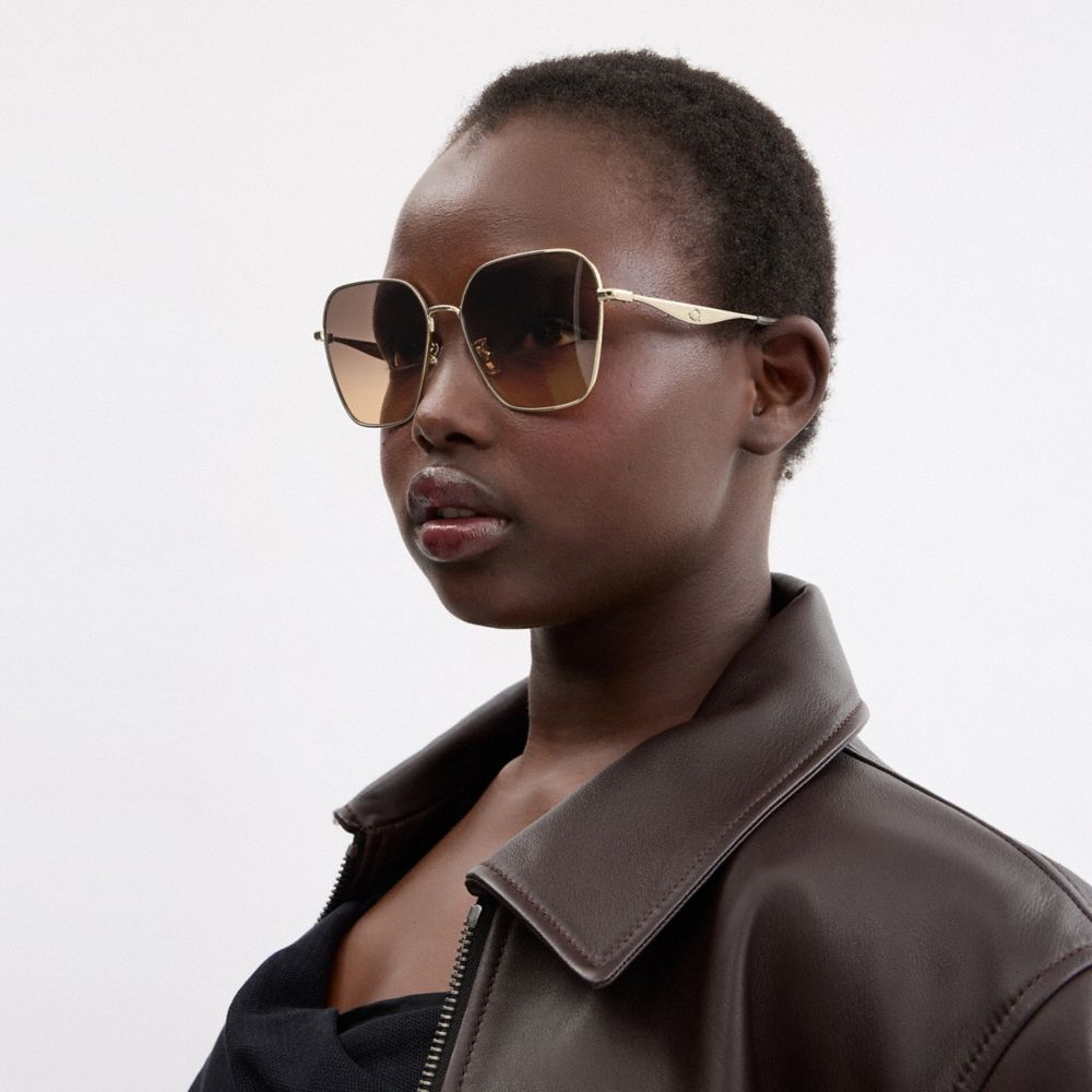 Coach C Hardware Metal Oversized Square Sunglasses - Preorder