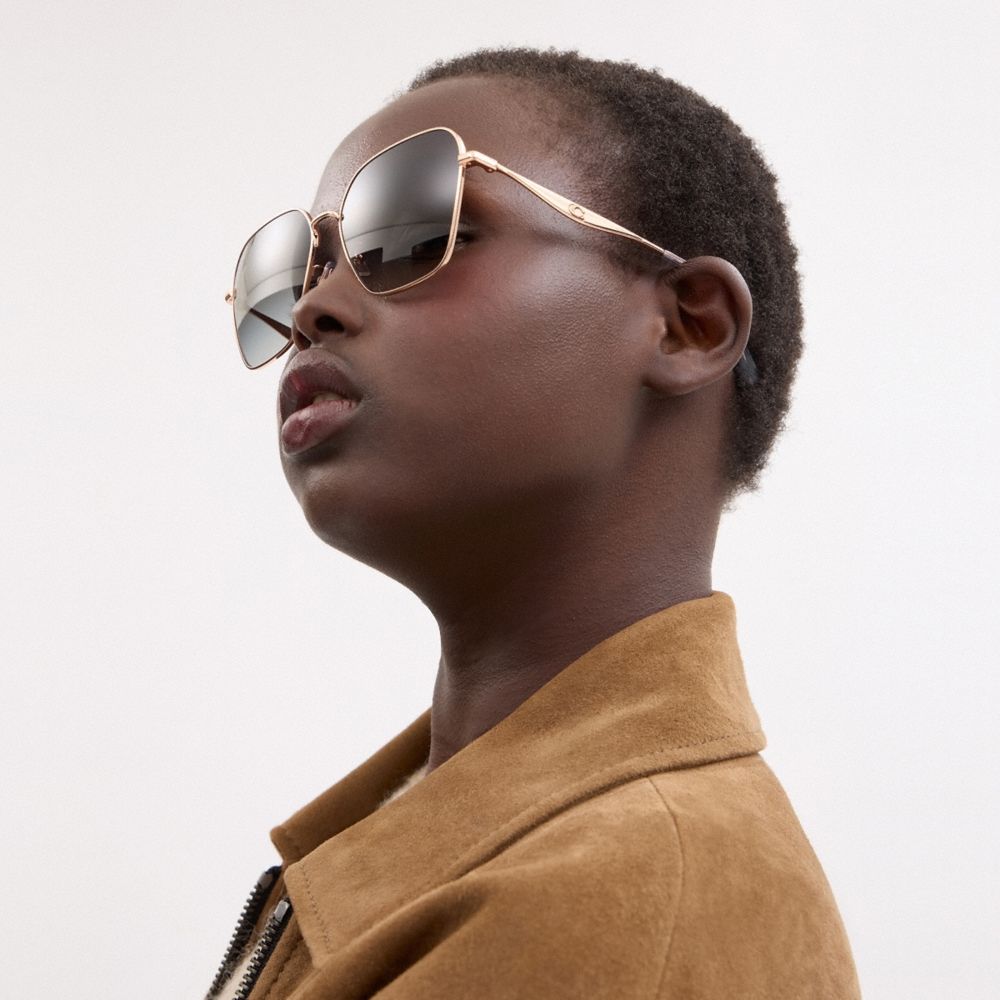 Coach C Hardware Metal Oversized Square Sunglasses - Preorder