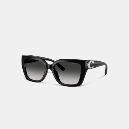 Coach Full Fit Maxi Sculpted C Square Cat Eye Sunglasses - Preorder — Black