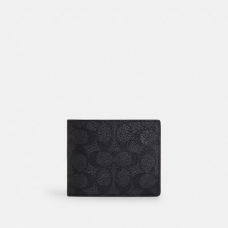 Coach Outlet 3-In-1 Wallet In Signature Canvas - Preorder — Charcoal/Black