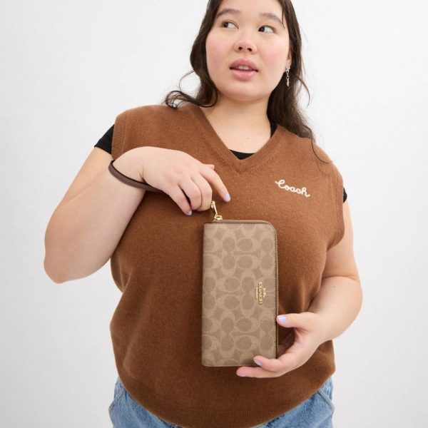 Coach Outlet Long Zip Around Wallet In Signature Canvas - Preorder