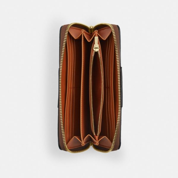 Coach Outlet Long Zip Around Wallet In Signature Canvas With Stripe - Preorder