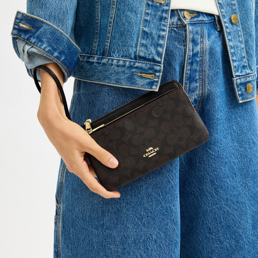 Coach Outlet Double Zip Wallet In Signature Canvas - Preorder