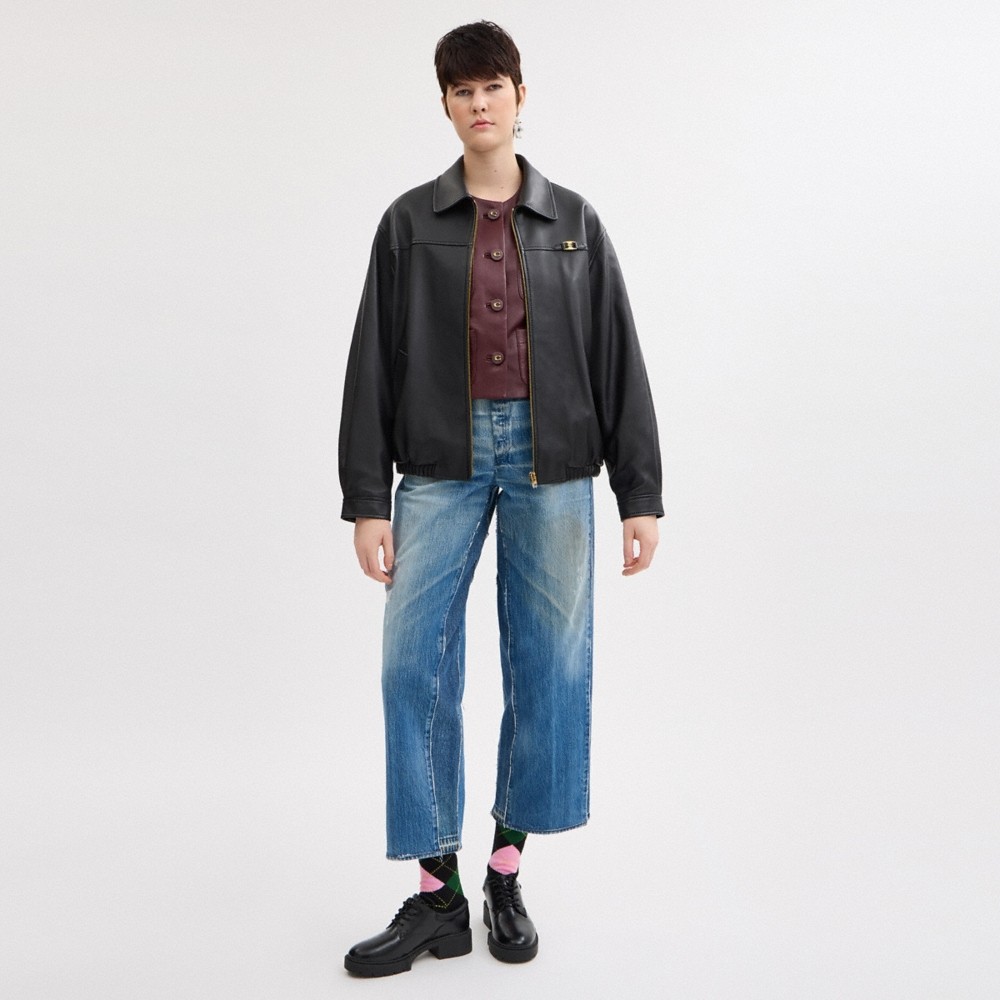 Coach Heritage C Plaque Oversized Leather Jacket - Preorder