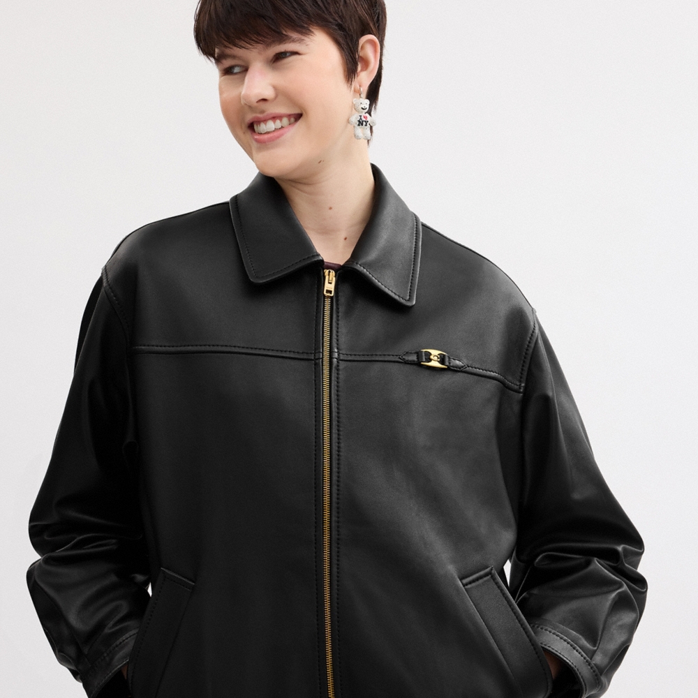 Coach Heritage C Plaque Oversized Leather Jacket - Preorder