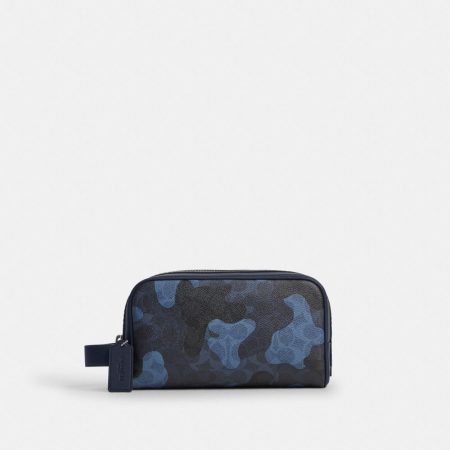 Coach Outlet Small Travel Kit In Signature Camo Print - Preorder — Silver/BLUE MULTI