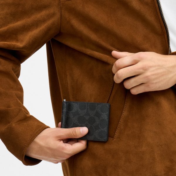 Coach Outlet Slim Money Clip Billfold Wallet In Signature Canvas - Preorder