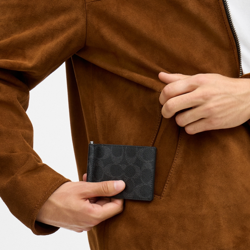 Coach Outlet Slim Money Clip Billfold Wallet In Signature Canvas - Preorder