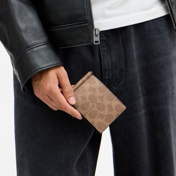 Coach Outlet Slim Money Clip Billfold Wallet In Signature Canvas - Preorder