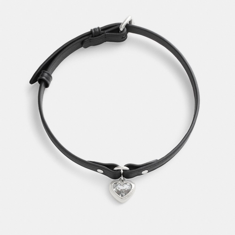 Coach Heart Charm Leather Choker - Preorder